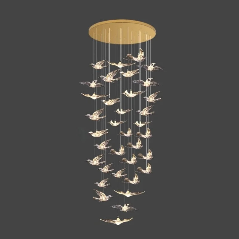 35 lights birds design large staircase chandelier