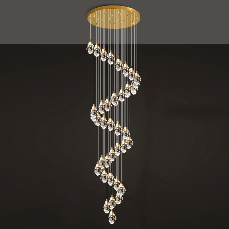 35 lights diamond crystal chandelier for staircase