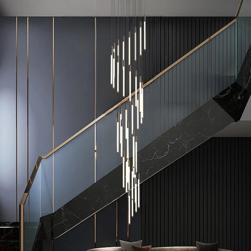 36 lights tube chandelier for staircase