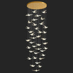 38 lights birds design large staircase chandelier