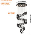 Modern Black Obsidian Staircase Chandelier Gema — GU10 LED bulb detail