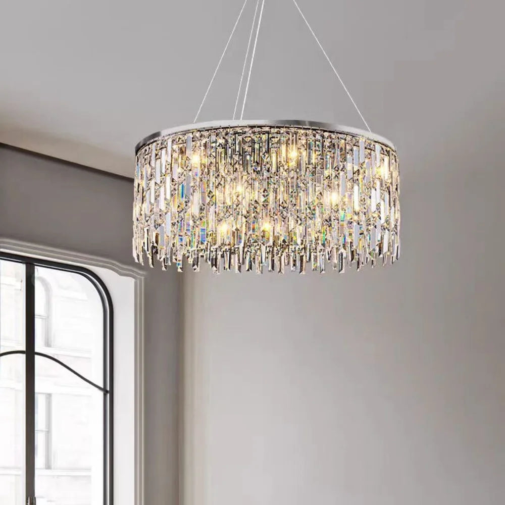 Drift Modern Chrome Crystal Chandelier for Living Room