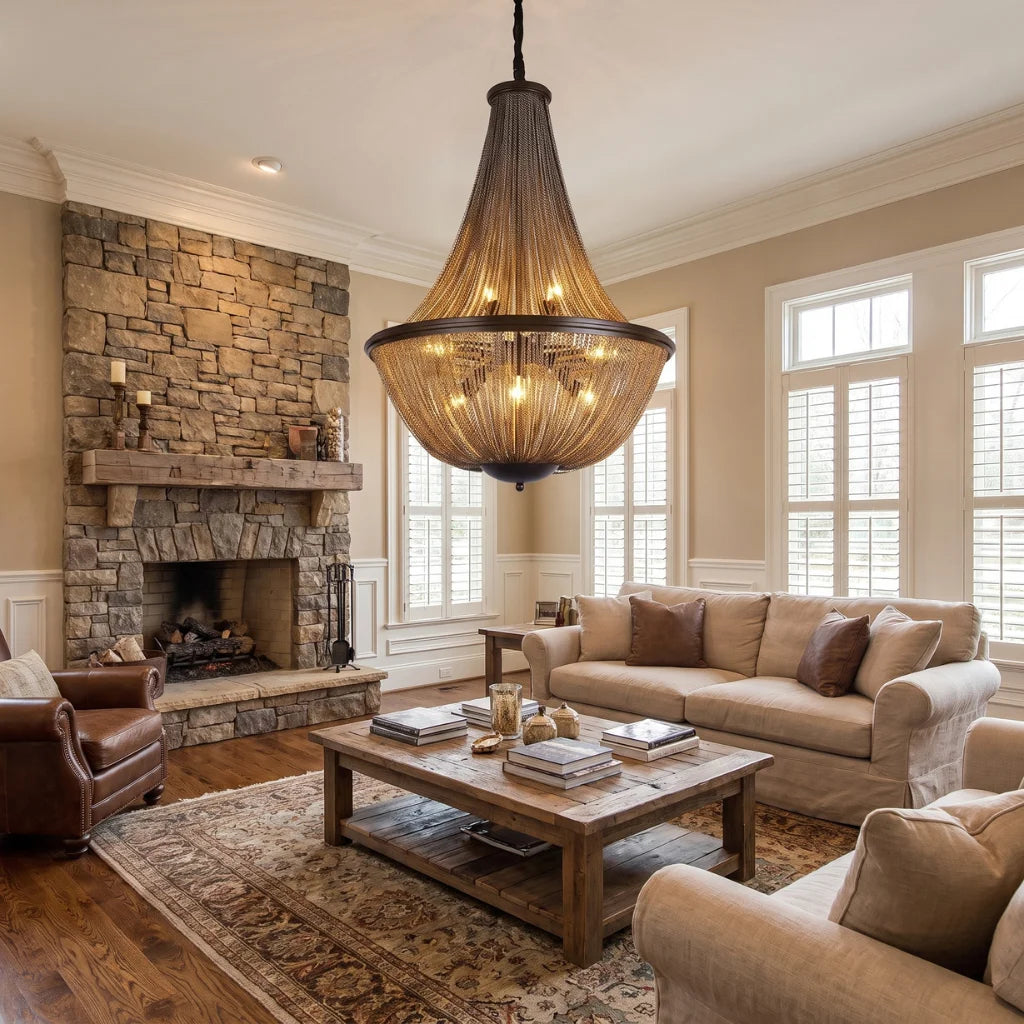 Veil Modern Brown LED Chandelier for Living Room & Dining Room