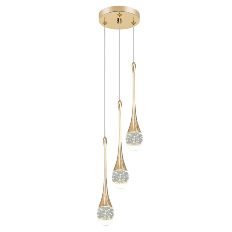 3 lights gold pendant light