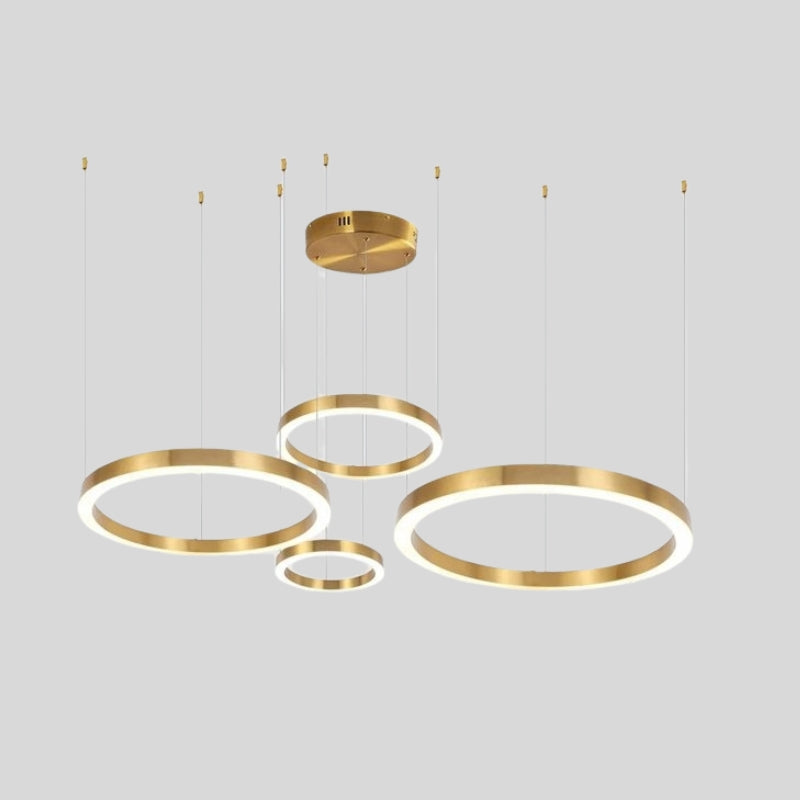 4 rings brushed gold led chandelier
