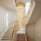 Modern crystal staircase chandelier for luxury foyer lighting by YOOGEE