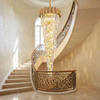 Modern crystal staircase chandelier for luxury foyer lighting by YOOGEE