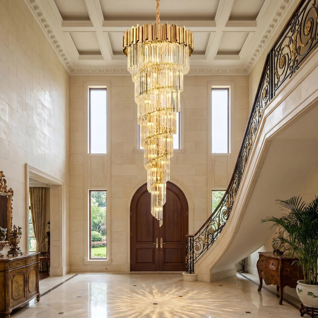 YOOGEE luxury staircase chandelier for high ceiling entryway lighting
