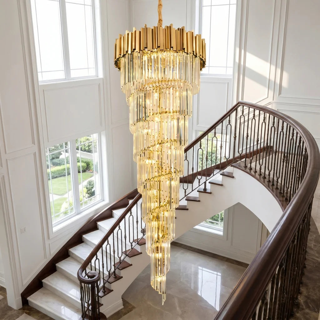 Large entryway chandelier for high ceiling home lighting in the US