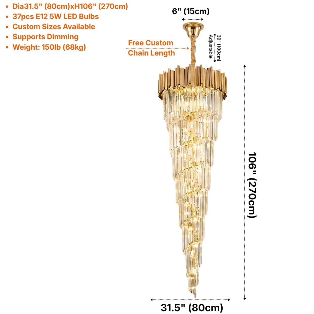 Large entryway chandelier for high ceiling home lighting in the US