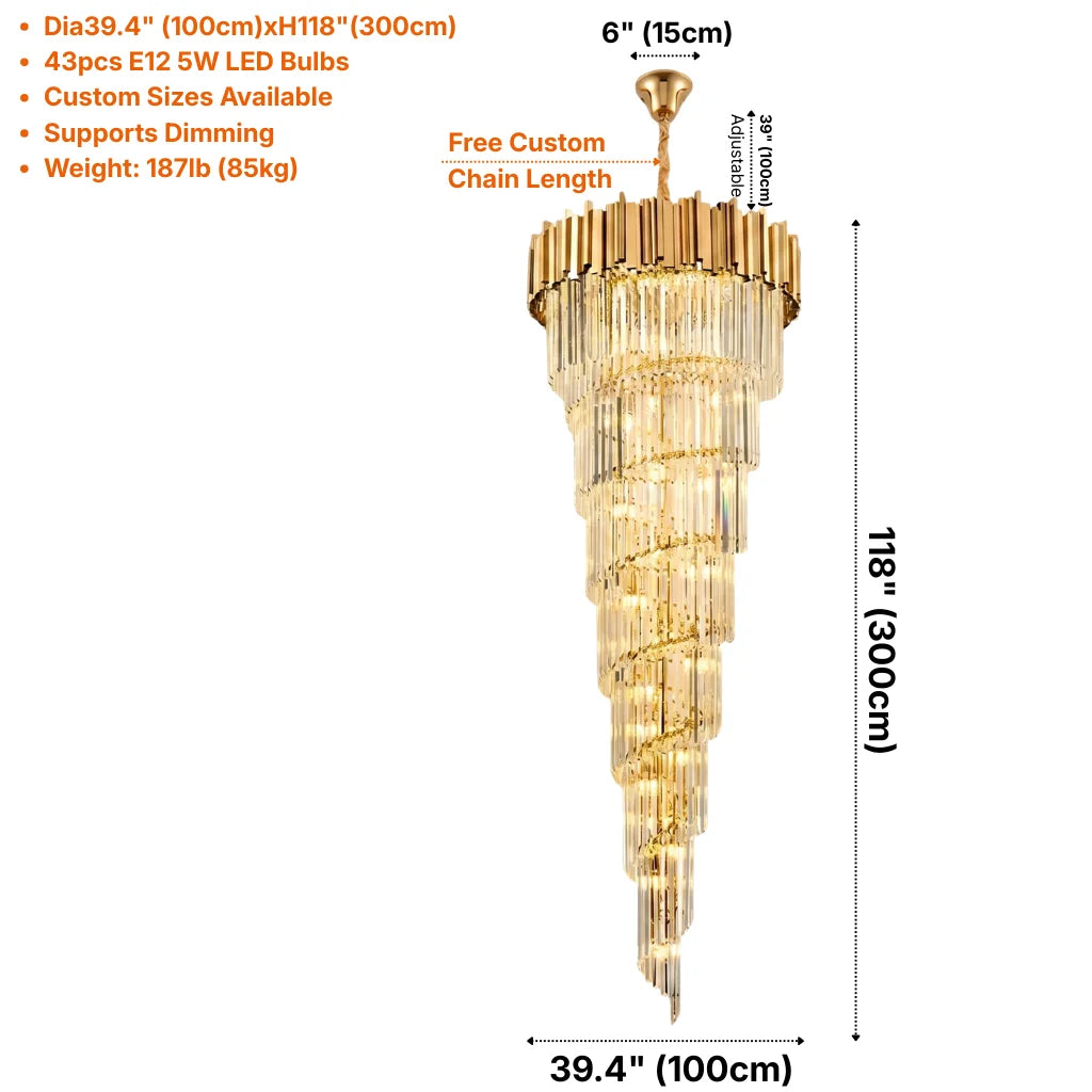 YOOGEE luxury staircase chandelier for high ceiling entryway lighting