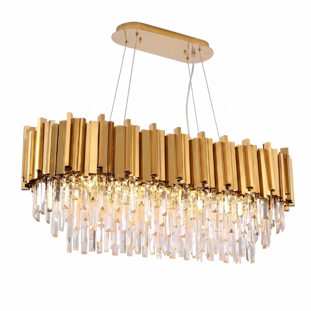 Astra Large Rectangular Crystal Pendant Light for Dining Room
