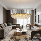 Modern brass pendant light for upscale American home interiors