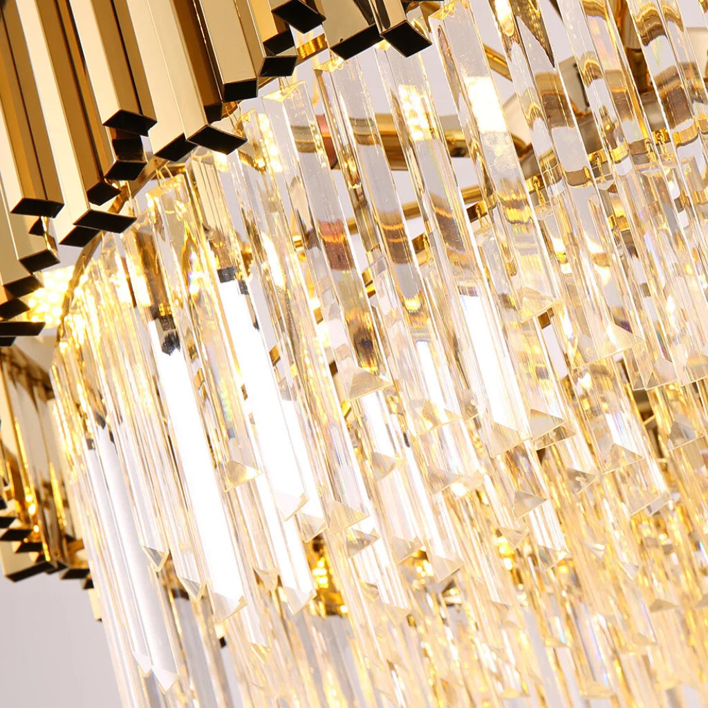 Modern brass pendant light for upscale American home interiors