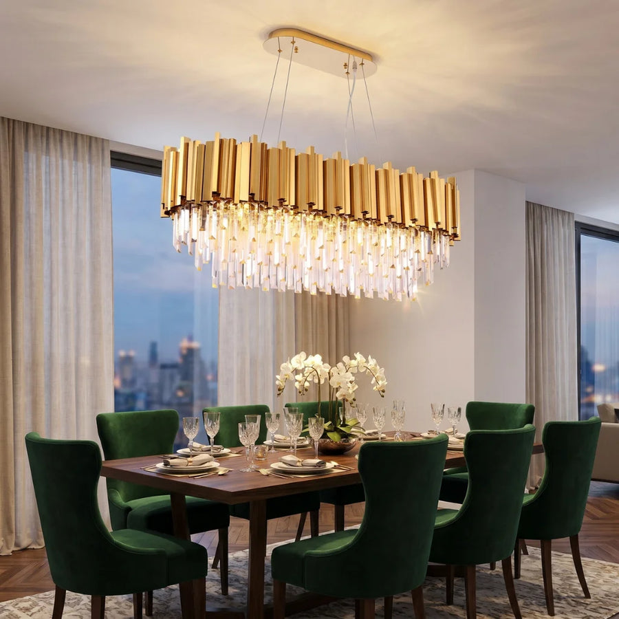 Astra Large Rectangular Crystal Pendant Light for Dining Room