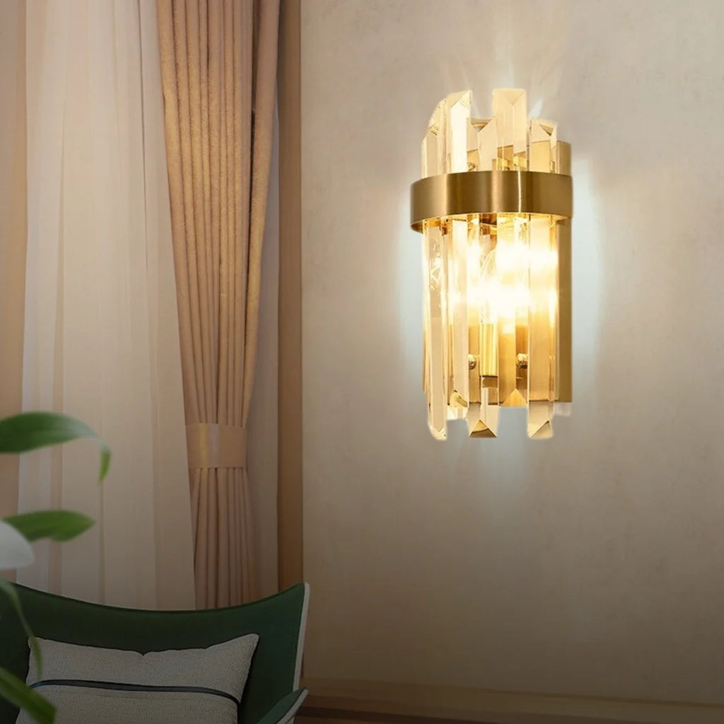 gold crystal wall sconce