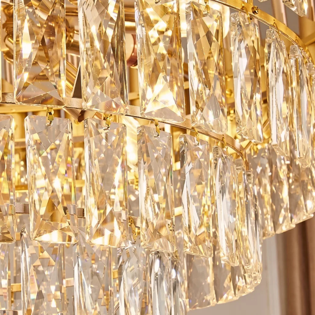 Modern brass pendant light for upscale American home interiors