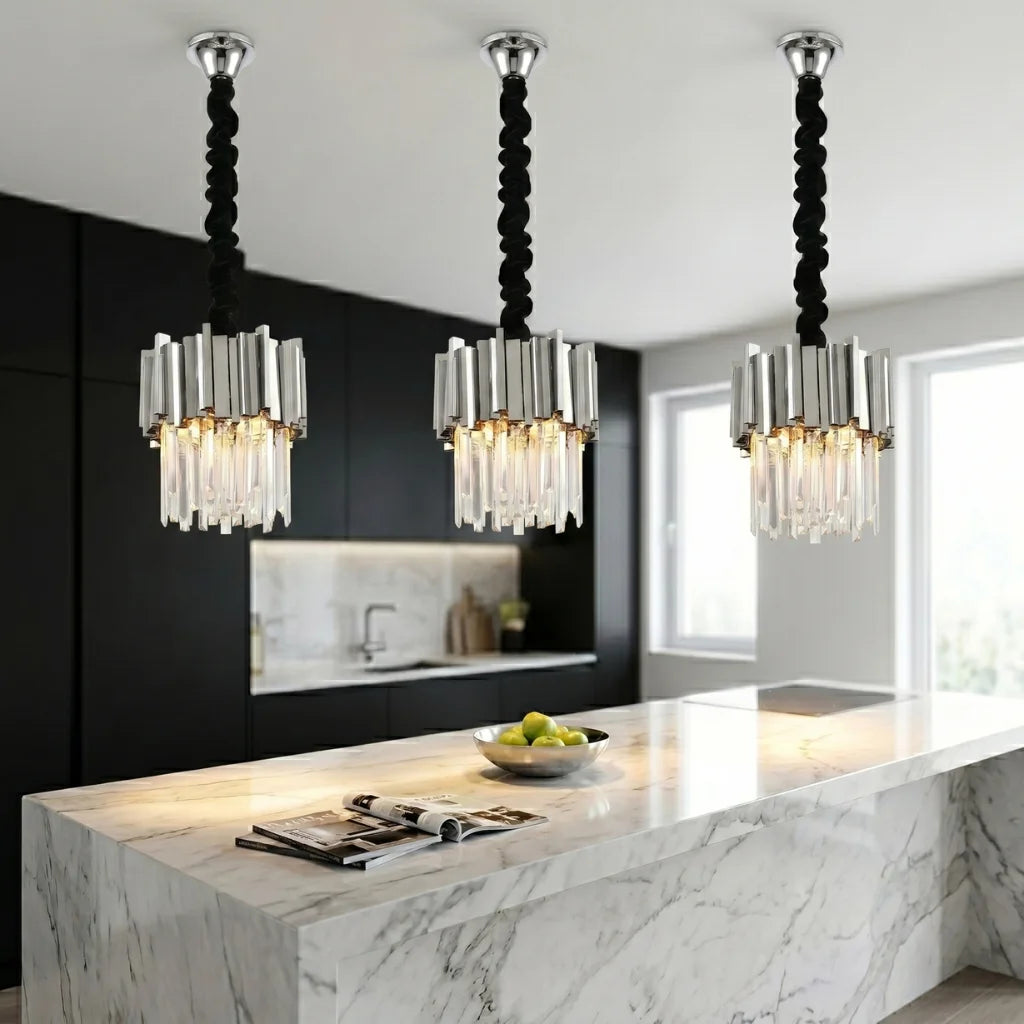 Astra Small Gold/Chrome Crystal Pendant Light for Dining Room & Kitchen Island