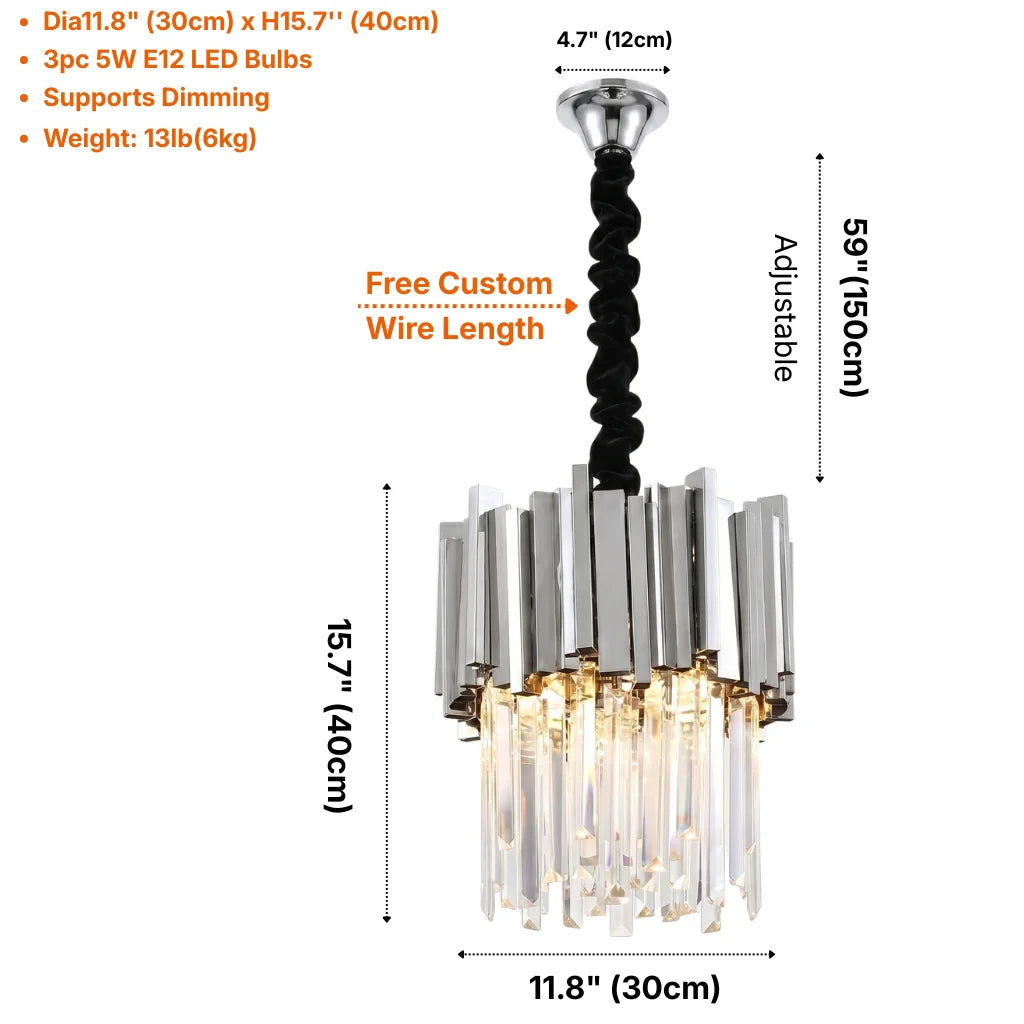 Astra Small Gold/Chrome Crystal Pendant Light for Dining Room & Kitchen Island