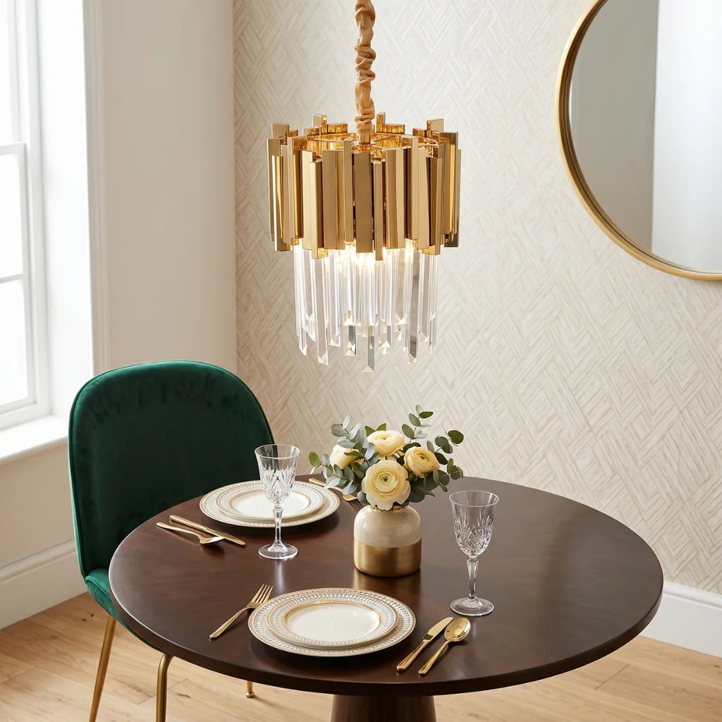 Astra Small Gold/Chrome Crystal Pendant Light for Dining Room & Kitchen Island