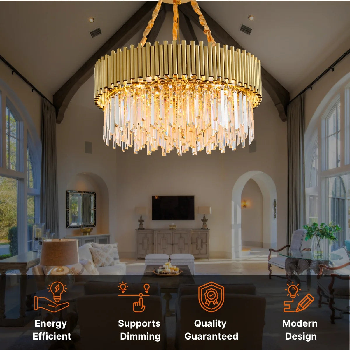 Gleam Gold and Crystal Chandelier