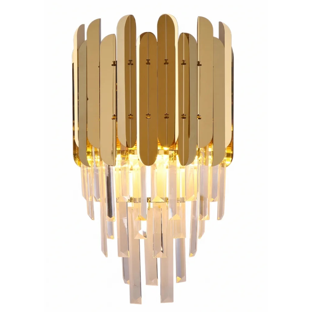Reflex Luxury Gold/Chrome Crystal Wall Sconce for Bedroom & Hallway