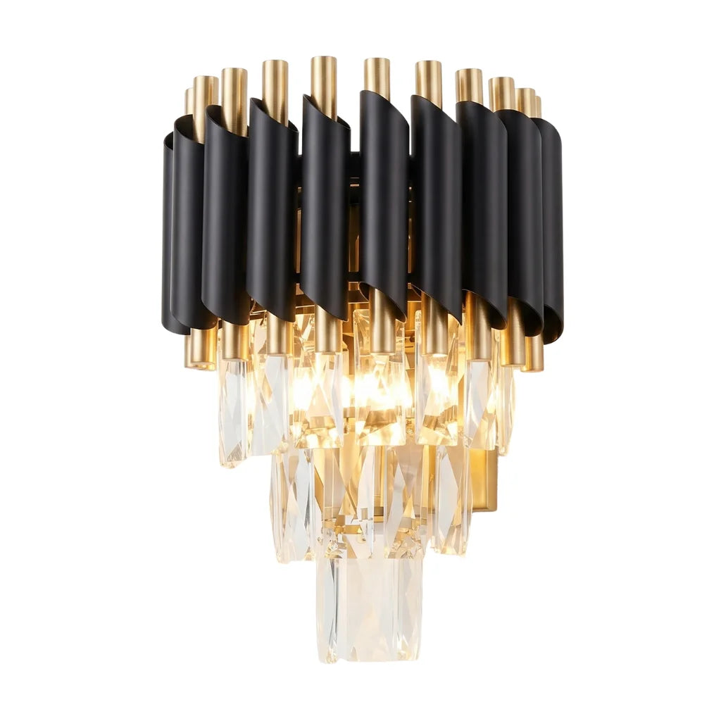 Ethereal Modern Black Crystal Wall Sconce
