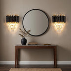 Ethereal Modern Black Crystal Wall Sconce