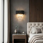 Ethereal Modern Black Crystal Wall Sconce