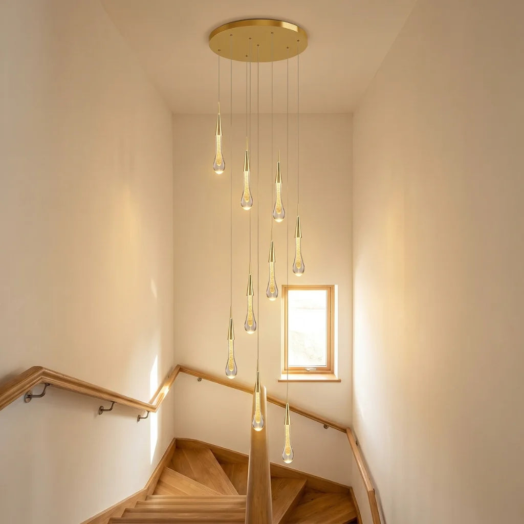 Meteors Spiral Crystal Staircase Chandelier for Tall Foyers & Stairwells
