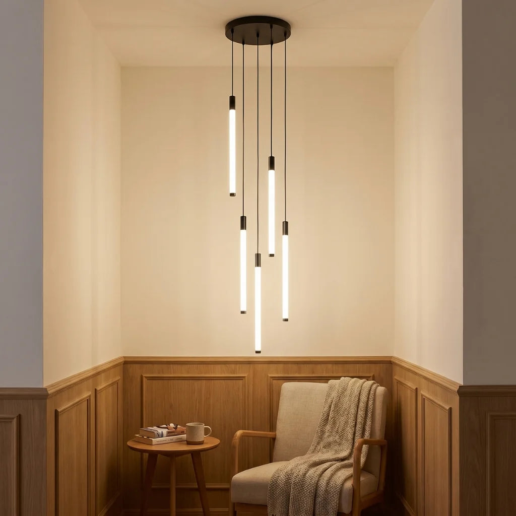 Revolving Modern Spiral LED Staircase Chandelier for Tall Foyers & Stairwells