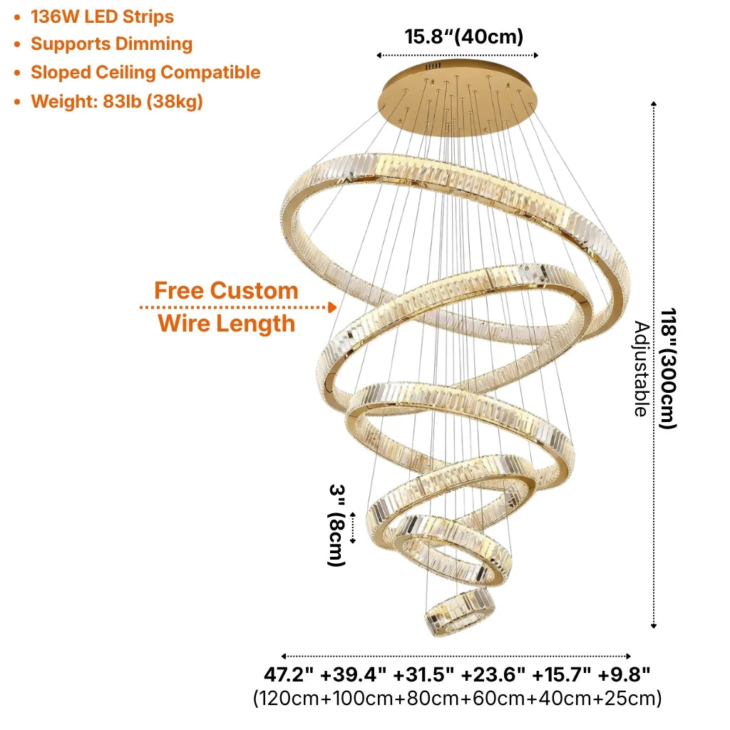 Dreams Crystal Staircase Chandelier for Tall Foyers & Stairwells