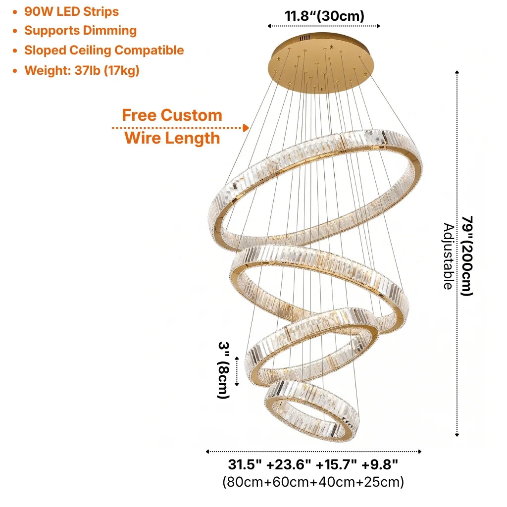 Dreams Crystal Staircase Chandelier for Tall Foyers & Stairwells