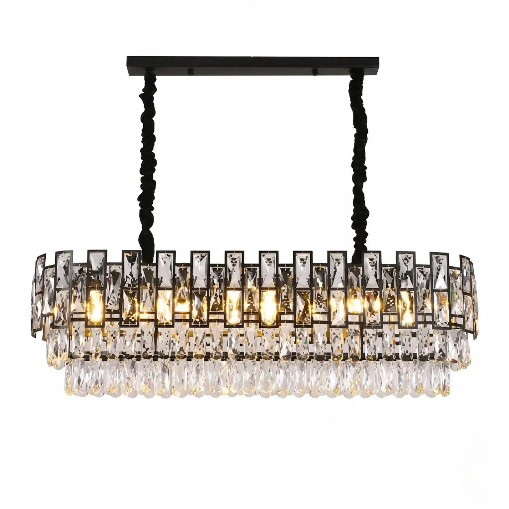 Luxor Modern Black Crystal Pendant Light for Dining Room & Kitchen Island