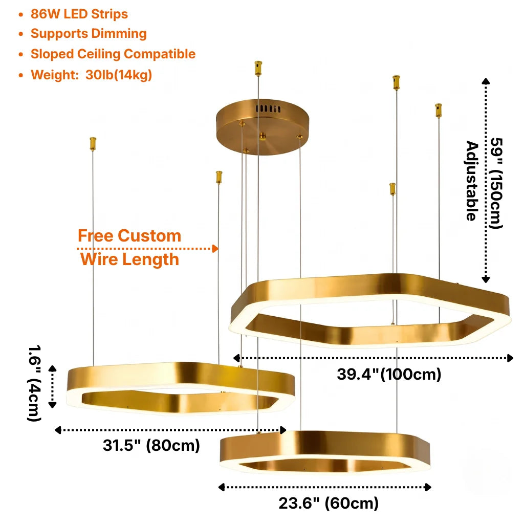Oris Modern Gold LED Ring Chandelier for Living Room & Dining Room