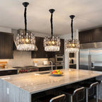 Modern brass pendant light for upscale American home interiors
