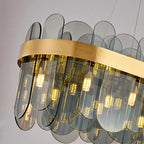 Modern brass pendant light for upscale American home interiors