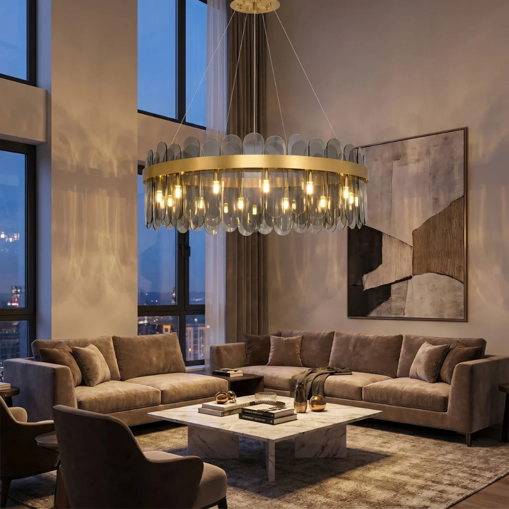 Modern chandelier light fixture for elegant living room decor
