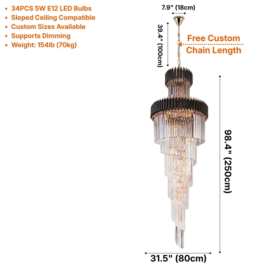 YOOGEE luxury staircase chandelier for high ceiling entryway lighting