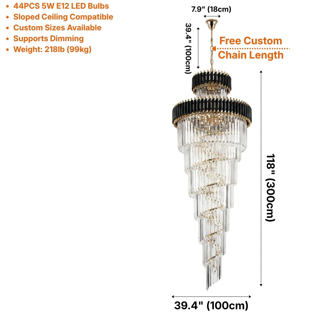 Modern crystal staircase chandelier for luxury foyer lighting by YOOGEE