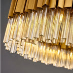 Modern brass pendant light for upscale American home interiors