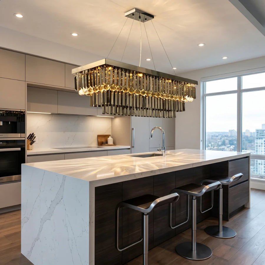 Noir Black Crystal Pendant Light for Dining Room & Kitchen Island