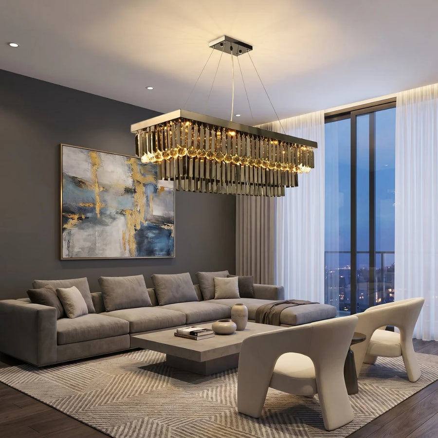Noir Black Crystal Pendant Light for Dining Room & Kitchen Island