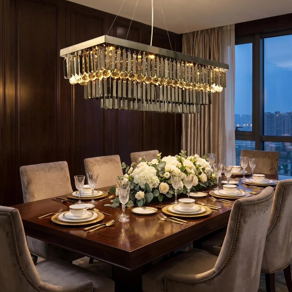Modern brass pendant light for upscale American home interiors