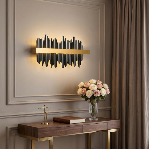 Celestial Black/Gold LED Wall Sconce for Bedroom & Living Room