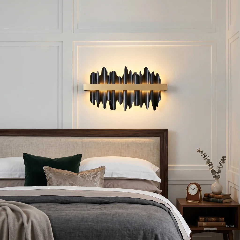 Celestial Black/Gold LED Wall Sconce for Bedroom & Living Room