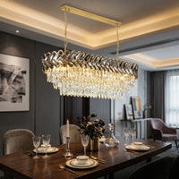 Solis Modern Gold Smoky Gray Crystal Pendant Light for Dining Room & Kitchen