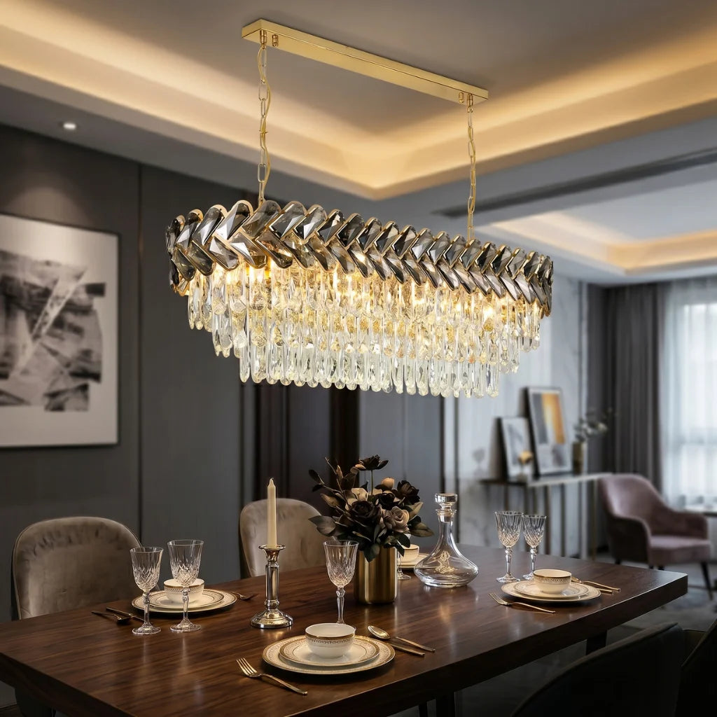 Modern brass pendant light for upscale American home interiors