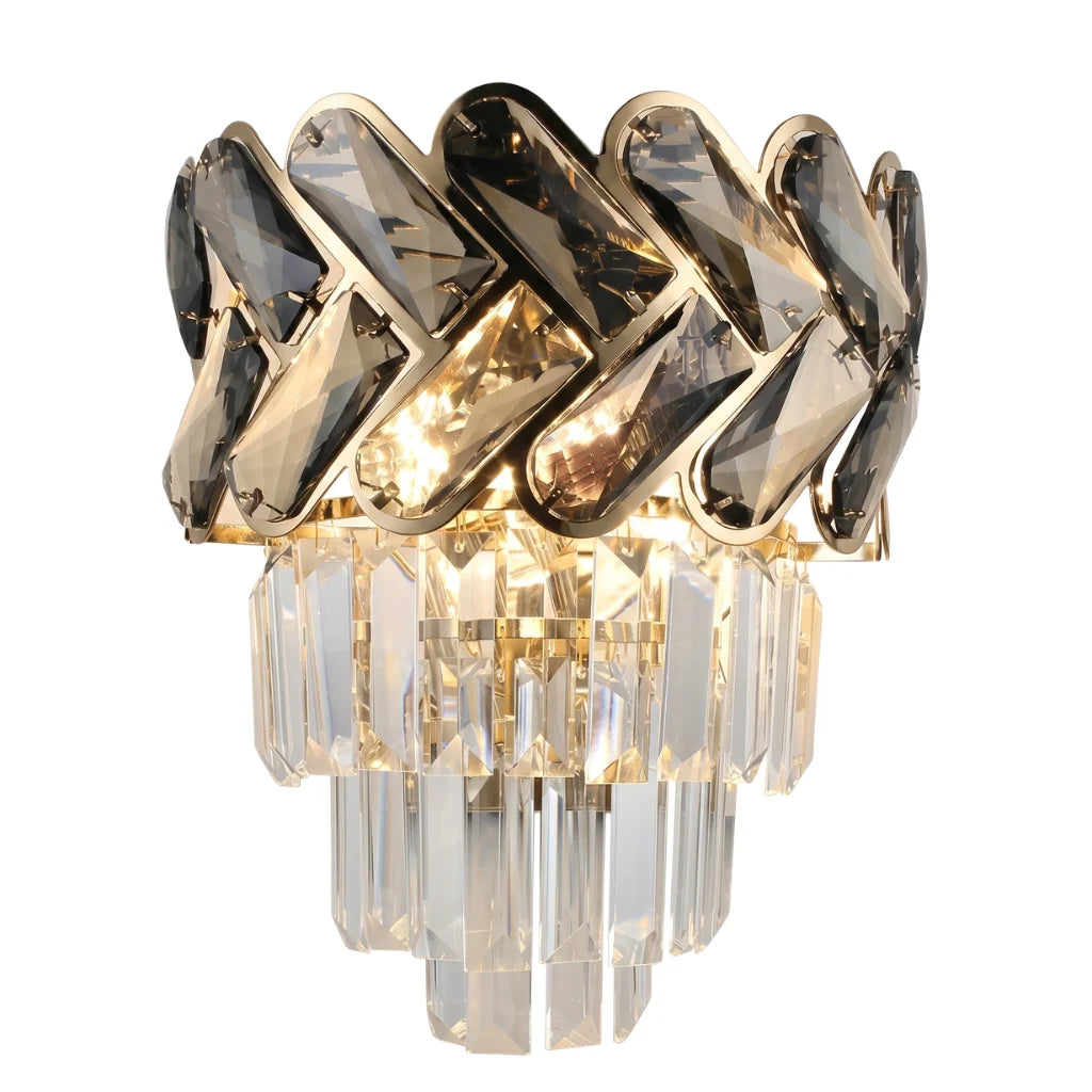 Solis Luxury Gold Crystal Wall Sconce for Bedroom & Living Room