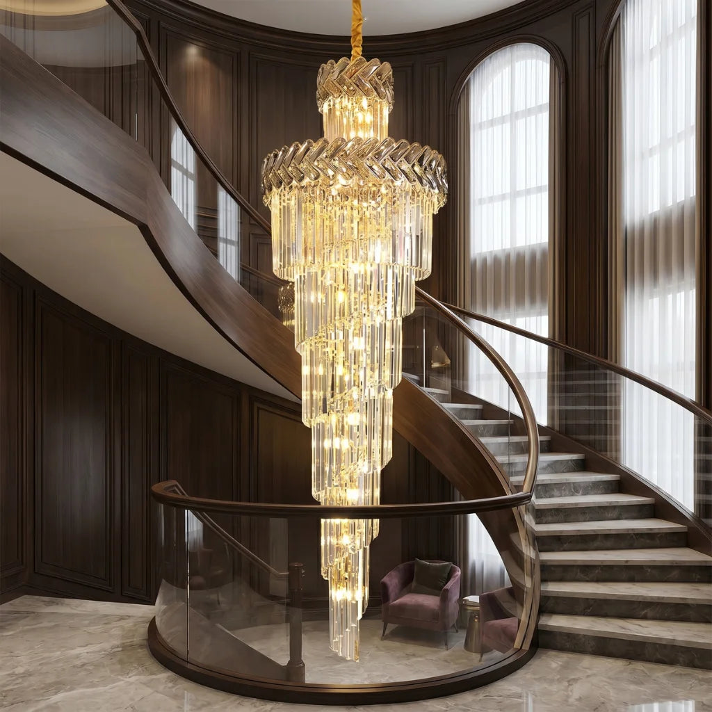YOOGEE luxury staircase chandelier for high ceiling entryway lighting